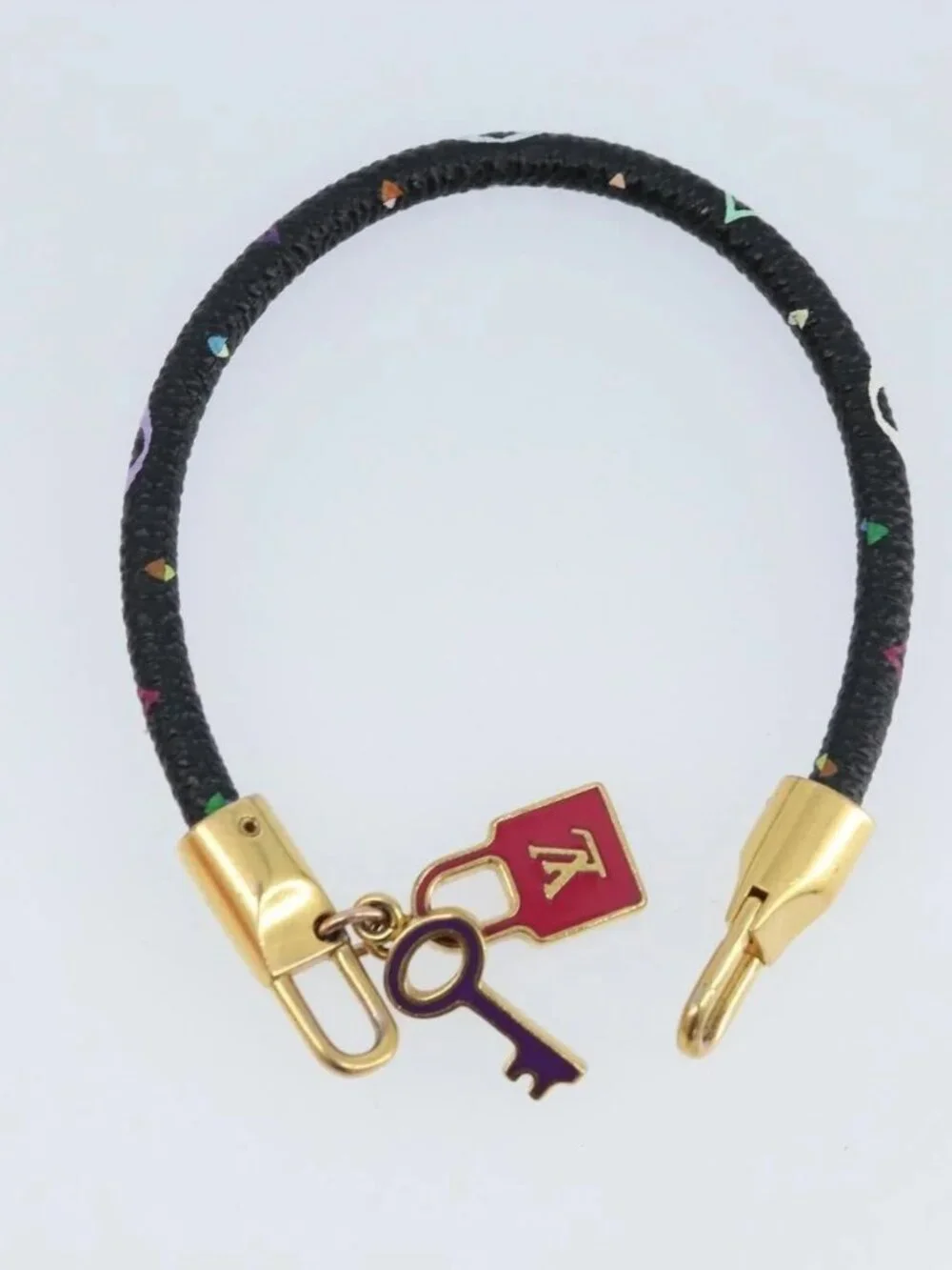 LOUIS VUITTON Multicolor Bra Rubbed Lach It Bracelet Black M6603F Auth ka2772M - Picture 7 of 13